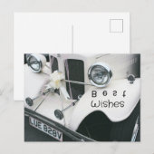 Elegante zwart-witte trouwauto feestdagenkaart (Voorkant / Achterkant)