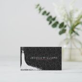 Elegante zwart-witte trouwjurk visitekaartje (Staand voorkant)