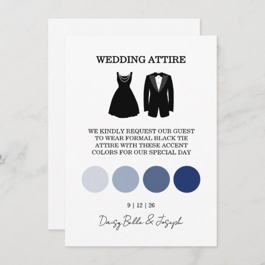 Elegante zwart-witte trouwkleding Kaart (Voorkant / Achterkant)