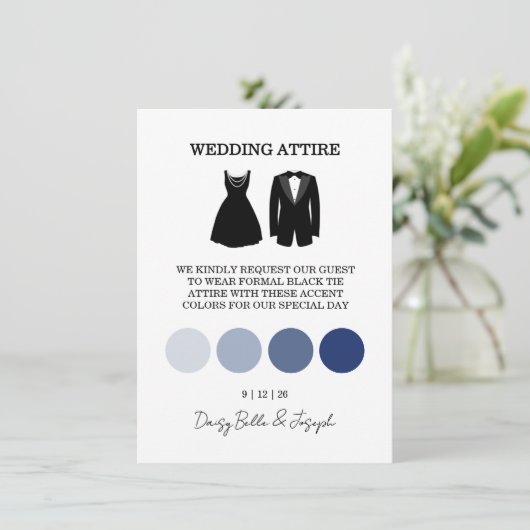 Elegante zwart-witte trouwkleding Kaart (Staand voorkant)