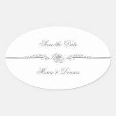 Elegante zwart-witte trouwlabels ovale sticker (Voorkant)