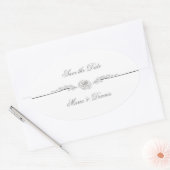 Elegante zwart-witte trouwlabels ovale sticker (Envelop)