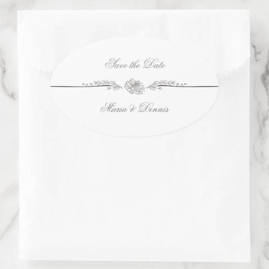 Elegante zwart-witte trouwlabels ovale sticker (Tas)