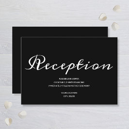 Elegante Zwart Witte Trouwreceptie Informatiekaartje