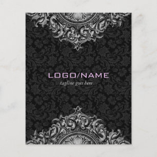Elegante zwart-witte vintage bloemornament flyer