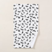 Elegante zwart witte vlinders badkamer handdoek se (Handdoek)