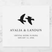 Elegante zwart-witte vogels van een Feather Weddin Sparkling Wijnetiket (Enkel label)