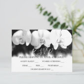 Elegante zwart witte waterverf orchideeën RSVP (Staand voorkant)