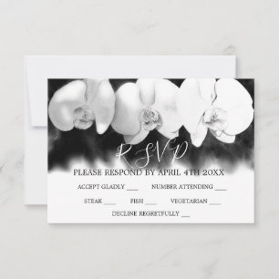 Elegante zwart witte waterverf orchideeën RSVP