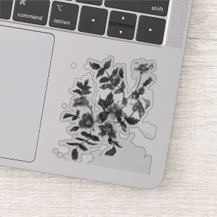 Elegante zwart witte waterverf rozen sticker