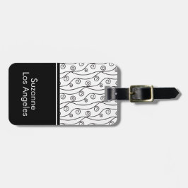 Elegante zwart-witte wervelingen met naam bagagelabel