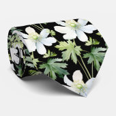 Elegante zwart witte wilde bloemen Stropdas (Opgerold)