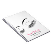 Elegante zwart-witte wimpers Tekening Lash Bar Notitieboek (Rechterzijde)