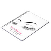 Elegante zwart-witte wimpers Tekening Lash Bar Notitieboek (Linkerzijde)