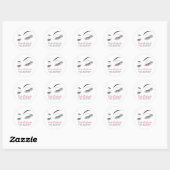 Elegante zwart-witte wimpers Tekening Lash Bar Ronde Sticker (Vel)
