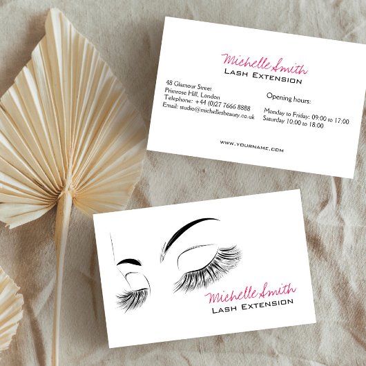 Elegante zwart-witte wimpers Tekening Lash Bar Visitekaartje