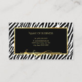 Elegante zwart-witte zebra print gouden salon visitekaartje (Achterkant)