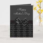 Elegante Zwart & Zilver Moederdag Kaart (Gele Bloem)
