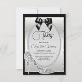 Elegante Zwart Zilveren Juweel Bow & Stiletto Verj Kaart (Voorkant)