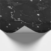 Elegante zwart zilveren marmeren sterren cadeaupapier (Hoek)
