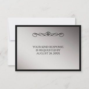 Elegante Zwart Zilveren Swirl Wedding RSVP