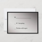 Elegante Zwart Zilveren Swirl Wedding RSVP Kaartje (Achterkant)