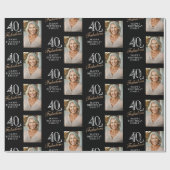 Elegante zwarte 40 en fantastische 40e verjaardag  cadeaupapier (Vlak)
