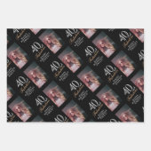 Elegante zwarte 40 en fantastische 40e verjaardag  inpakpapier vel (Voorkant 3)