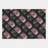 Elegante zwarte 40 en fantastische 40e verjaardag  inpakpapier vel (Voorkant)