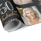 Elegante zwarte 50 en fantastische 50e verjaardag  cadeaupapier (Rol Hoek)