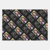 Elegante zwarte 50 en fantastische 50e verjaardag inpakpapier vel (Voorkant 3)