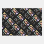 Elegante zwarte 50 en fantastische 50e verjaardag inpakpapier vel (Voorkant)