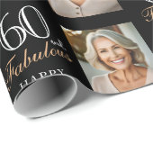 Elegante zwarte 60 en fantastische 60e verjaardag cadeaupapier (Rol Hoek)