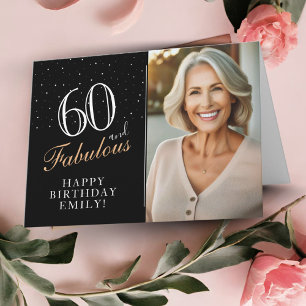 Elegante Zwarte 60 en Fantastische 60e Verjaardag  Kaart