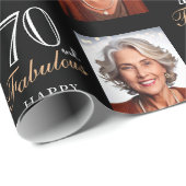 Elegante zwarte 70 en fantastische 70e verjaardag  cadeaupapier (Rol Hoek)