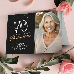 Elegante zwarte 70 en fantastische 70e verjaardag  kaart