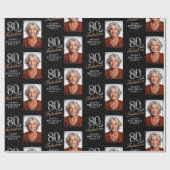 Elegante zwarte 80 en fantastische 80e verjaardag  cadeaupapier (Vlak)