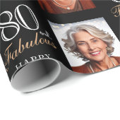 Elegante zwarte 80 en fantastische 80e verjaardag  cadeaupapier (Rol Hoek)