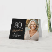 Elegante zwarte 80 en fantastische 80e verjaardag  kaart (Voorkant)