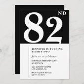Elegante zwarte 82e verjaardag uitnodiging (Voorkant / Achterkant)