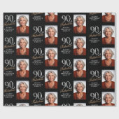 Elegante zwarte 90 en fantastische 90e verjaardag  cadeaupapier (Vlak)