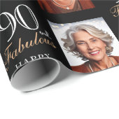 Elegante zwarte 90 en fantastische 90e verjaardag  cadeaupapier (Rol Hoek)