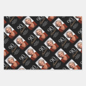 Elegante zwarte 90 en fantastische 90e verjaardag  inpakpapier vel (Voorkant)