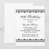 Elegante zwarte 90ste verjaardag feest kaart (Voorkant / Achterkant)