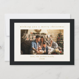 Elegante zwarte aangepaste foto kerst vakantie Kaa Feestdagenkaart