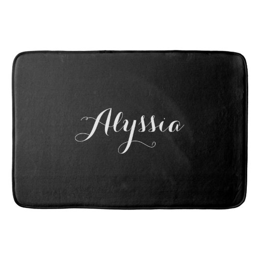 Elegante Zwarte Aangepaste Naam Badmat (Voorkant)
