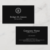 Elegante zwarte achtergrond en witte zwarte cirkel visitekaartje (Voorkant / Achterkant)