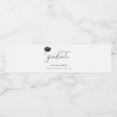 Elegante zwarte afstuderen Cap Script High School Waterfles Etiket (Enkel label)