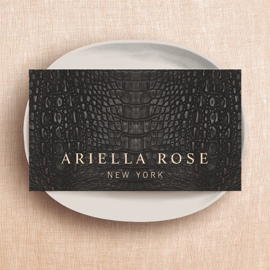 Elegante zwarte alligator Skin Lux Professional Visitekaartje