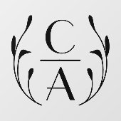 Elegante Zwarte Art Deco Monogram Krans Trouwen Raamsticker (Vel)